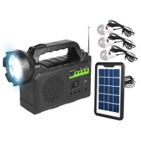 Kit panou solar cu 3 Becuri Radio Bluetooth  MP3 USB  lanterna LED acumulator