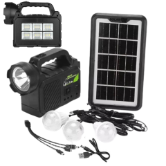 Kit panou solar cu 3 Becuri Radio Bluetooth  MP3 USB  lanterna LED acumulator