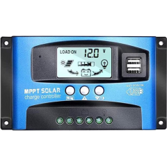 Controler solar 12V/24V, 60A, cu afisaj LCD si doua porturi USB