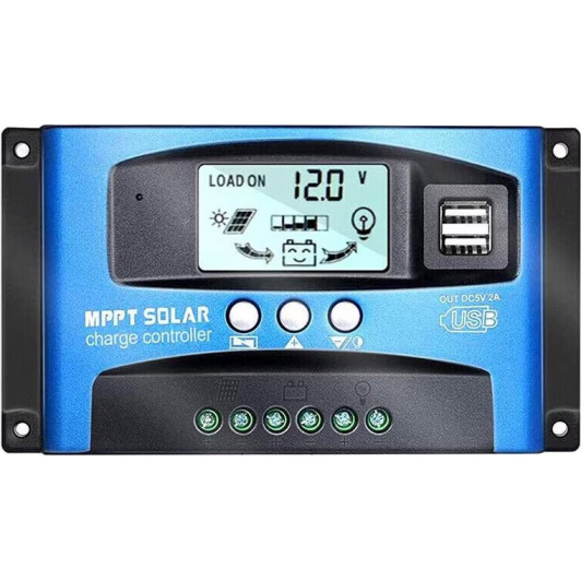 Controler solar 12V/24V, 60A, cu afisaj LCD si doua porturi USB