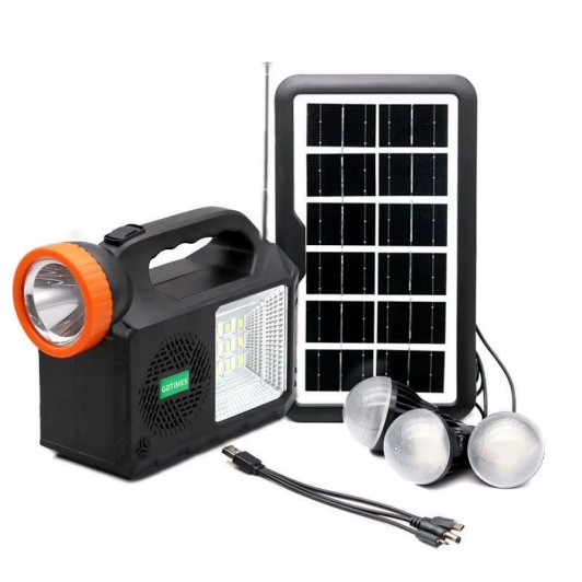 Kit panou solar cu 3 Becuri Radio Bluetooth  MP3 USB  lanterna LED acumulator