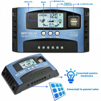Controler solar 12V/24V, 100A, cu afisaj LCD si doua porturi USB
