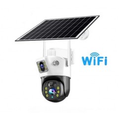 Camera Supraveghere dubla WIFI panou solar, 2 camere, 6MP, inregistrare card sau cloud