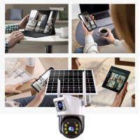 Camera Supraveghere dubla WIFI panou solar, 2 camere, 6MP, inregistrare card sau cloud
