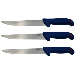 Set trei cutite de bucatarie  , Chef's Blade, otel inoxidabil, 33 cm, albastru