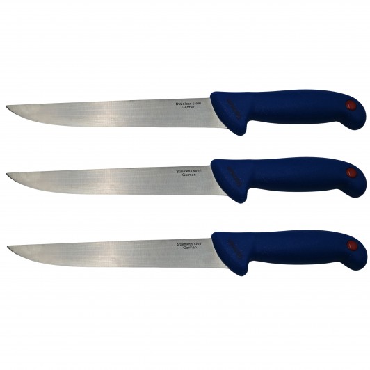 Set trei cutite de bucatarie  , Chef's Blade, otel inoxidabil, 33 cm, albastru