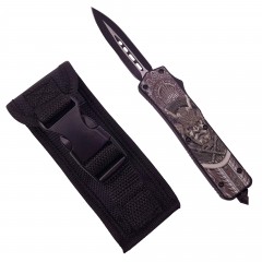 Briceag de vanatoare automat Chinese Hannya, 22 cm, negru, husa inclusa Briceag de vanatoare automat Chinese Hannya, 22 cm, negru, husa inclusa