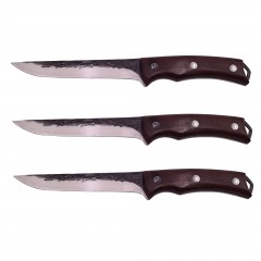 Set trei cutite macelarie  , lucrate manual, Hunter Swish, 27.5 cm, maro, teaca piele