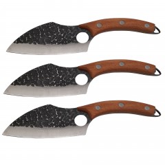 Set trei cutite macelarie  , lucrate manual, 27 cm, otel inoxidabil, maner lemn, husa pie