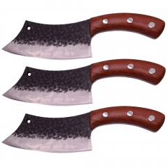 Set trei cutite macelarie  , lucrate manual, Destiny Cooking, 26 cm, maner lemn, husa pie