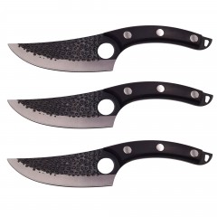 Set trei cutite macelarie  , lucrate manual, Huang Cook, 27.5 cm, negru, teaca piele