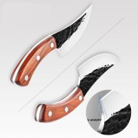 Set trei cutite macelarie  , lucrate manual, 24.5 cm, maro, teaca piele inclusa