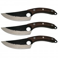 Set trei cutite macelarie  , lucrate manual, Fine Cook, 27.5 cm, maro, teaca piele inclus