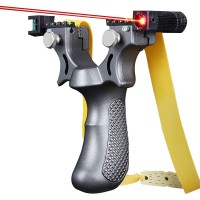 Prastie cu laser IdeallStore®, Sling King, plastic, 11.5 cm, cu boloboc, argintiu
