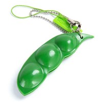 Set trei jucarii antistres  , pastaie de mazare, tip breloc, 6.5 cm, verde