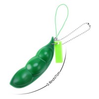 Set patru jucarii antistres  , pastaie de mazare, tip breloc, 6.5 cm, verde