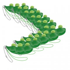 Set zece jucarii antistres  , pastaie de mazare, tip breloc, 6.5 cm, verde
