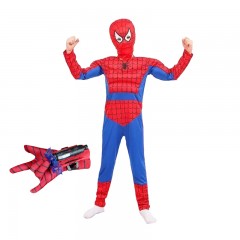 Set costum Ultimate Spiderman  pentru copii, 100% poliester, 95-110 cm, rosu si manusa c
