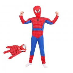Set costum Ultimate Spiderman  pentru copii, 100% poliester, 95-110 cm, rosu si manusa c