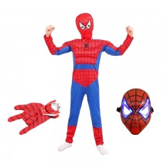 Set costum Ultimate Spiderman  pentru copii, 100% poliester, 120-130 cm, rosu, manusa di