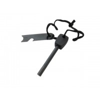 Amnar pentru camping , Ultimate Survival, otel inoxidabil, 10 cm, negru, fluier inclus