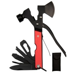 Cleste multifunctional  , Survival Instinct, otel inoxidabil, 16 functii, 16.5 cm, rosu,