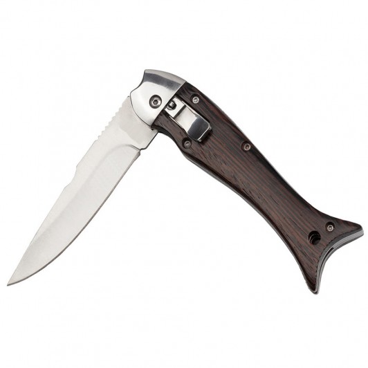 Briceag pescaresc automat Fishy Situation, otel inoxidabil, 22.5 cm, maro, teaca inclu Briceag pescaresc automat Fishy Situation, otel inoxidabil, 22.5 cm, maro, teaca inclu