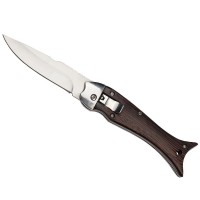 Briceag pescaresc automat   Fishy Situation, otel inoxidabil, 22.5 cm, maro, teaca inclu