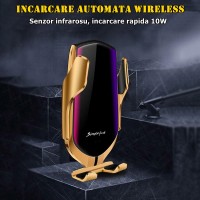 Suport auto cu incarcare rapida wireless , VrumVrum Friend, plastic, universal, senzor i