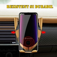 Suport auto cu incarcare rapida wireless , VrumVrum Friend, plastic, universal, senzor i