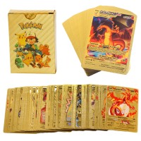 Set cartonase Pokemon , Gold GTX, editie de colectie, 55 bucati, aurii