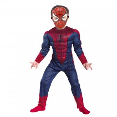 Set costum Avenge Spiderman cu muschi , pentru 5-7 ani, rosu si masca plastic