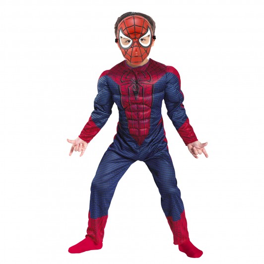 Set costum Avenge Spiderman cu muschi , pentru 7-9 ani, rosu si masca plastic