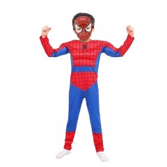 Set costum Ultimate Spiderman  pentru copii, 100% poliester, 5-7 ani, rosu si masca plas