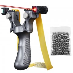 Prastie cu laser IdeallStore®, Sling King, plastic, 11.5 cm, cu boloboc, argintiu si 100 bile,7 mm