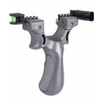 Prastie cu laser IdeallStore®, Sling King, plastic, 11.5 cm, cu boloboc, argintiu si 100 bile,7 mm