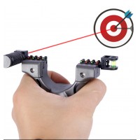 Set prastie cu laser   Sling King, plastic, 11.5 cm, cu boloboc, argintiu si 200 bile me