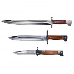 Set 3 cutite de vanatoare   , Ak Specialist, otel inoxidabil, maro, teaca inclusa
