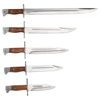 Set 5 cutite de vanatoare, model Ak Undercover, otel inoxidabil, maro, teaca inclusa