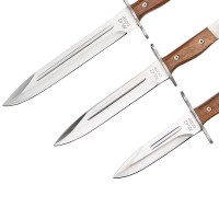 Set 5 cutite de vanatoare, model Ak Undercover, otel inoxidabil, maro, teaca inclusa