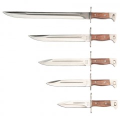 Set 5 cutite de vanatoare   , Ak Mission, otel inoxidabil, maro, teaca inclusa