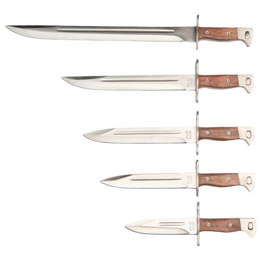 Set 5 cutite de vanatoare   , Ak Mission, otel inoxidabil, maro, teaca inclusa