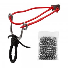 Set prastie metalica   Sling King, snur, negru, 15 cm si 100 bile metalice