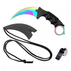 Cutit tip karambit DEPOX®, Fade Counter, cu teaca si snur, fluier salvare cadou Cutit tip karambit DEPOX®, Fade Counter, cu teaca si snur, fluier salvare cadou