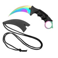 Cutit tip karambit DEPOX®, Fade Counter, cu teaca si snur, fluier salvare cadou Cutit tip karambit DEPOX®, Fade Counter, cu teaca si snur, fluier salvare cadou