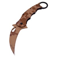 Briceag de vanatoare Desert Camo, model karambit, 20 cm, bej Briceag de vanatoare Desert Camo, model karambit, 20 cm, bej