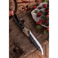 Cutit de bucatarie  , Dragon Breath, otel inoxidabil, maner lemn, 33 cm, negru