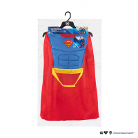 Costum Superman pentru copii  , Man of Steel, bust si pelerina, poliester, 7-10 ani, alba