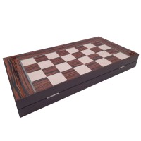 Joc table si dame , Backgammon Expert, lemn lucios, inchidere magnetica, 48 cm, maro