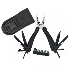 Cleste multifunctional  , Survival Gear, otel inoxidabil, 18 functii, 24 cm, negru, husa